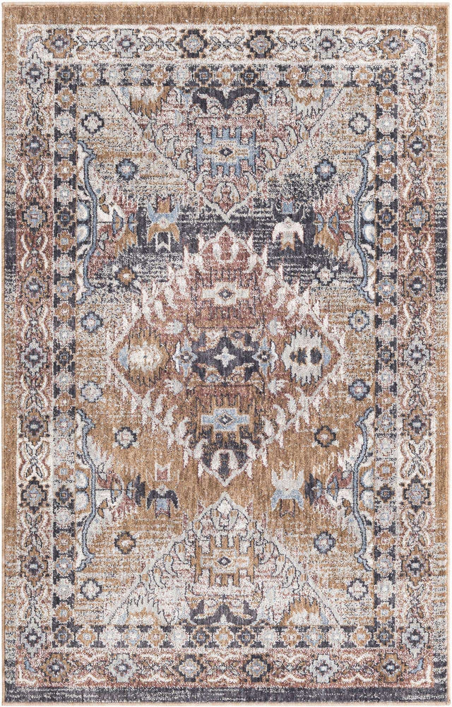 Khaki Gray 4' x 6' Eco Southwestern Rectangle Area Rug 100% Recycled Space Dyed Polyester With Cotton Backing Carpet for Natural Home Decor for Sale at Rug Engine