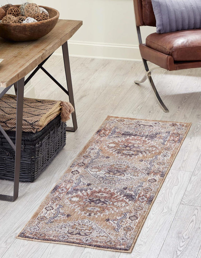 Khaki Gray 2' x 6' Eco Southwestern Runner Area Rug 100% Recycled Space Dyed Polyester With Cotton Backing Carpet for Natural Home Decor for Sale at Rug Engine