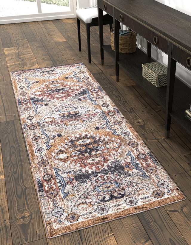 Khaki Gray 2' x 6' Eco Southwestern Runner Area Rug 100% Recycled Space Dyed Polyester With Cotton Backing Carpet for Natural Home Decor for Sale at Rug Engine