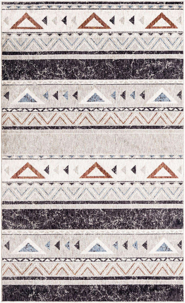Gray 5' 3 x 8' Eco Southwestern Rectangle Area Rug 100% Recycled Space Dyed Polyester With Cotton Backing Carpet for Natural Home Decor for Sale at Rug Engine