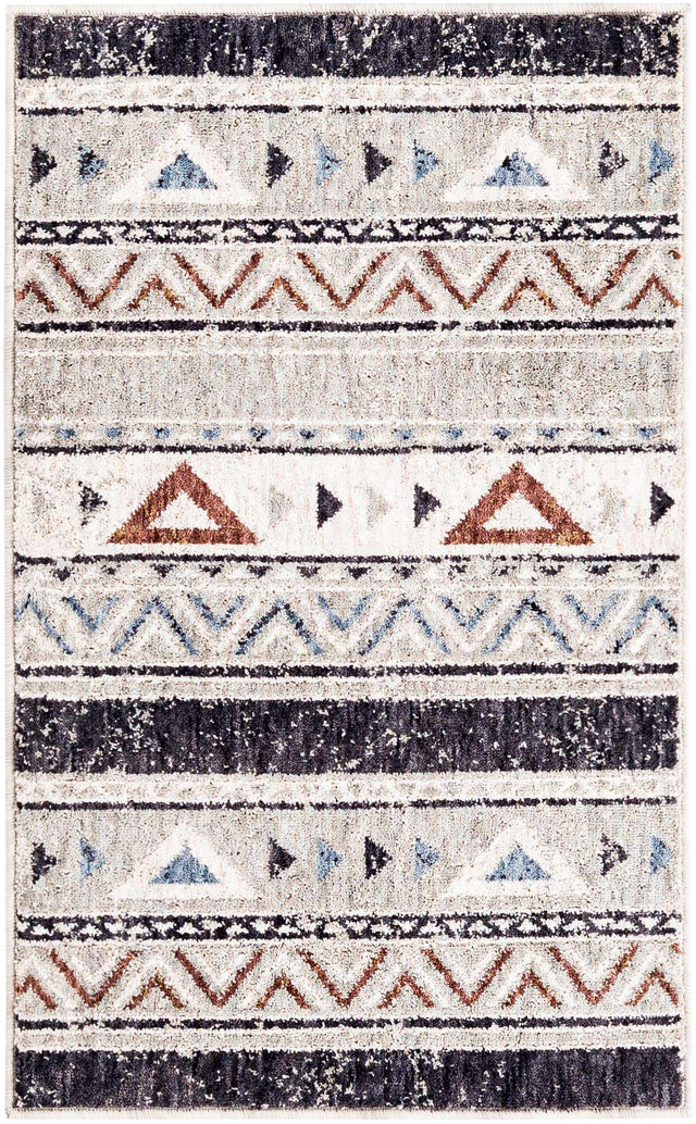 Gray 2' x 3' Eco Southwestern Rectangle Area Rug 100% Recycled Space Dyed Polyester With Cotton Backing Carpet for Natural Home Decor for Sale at Rug Engine