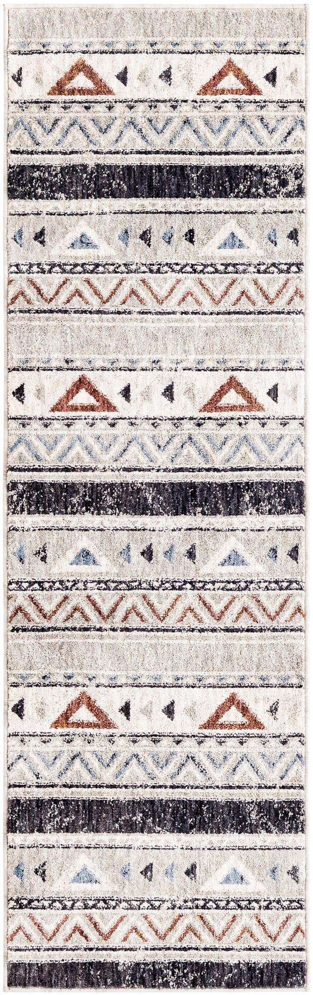Gray 2' x 6' Eco Southwestern Runner Area Rug 100% Recycled Space Dyed Polyester With Cotton Backing Carpet for Natural Home Decor for Sale at Rug Engine