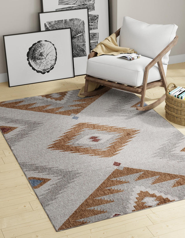 Ivory 2' x 3' Eco Southwestern Rectangle Area Rug 100% Recycled Space Dyed Polyester With Cotton Backing Carpet for Natural Home Decor for Sale at Rug Engine
