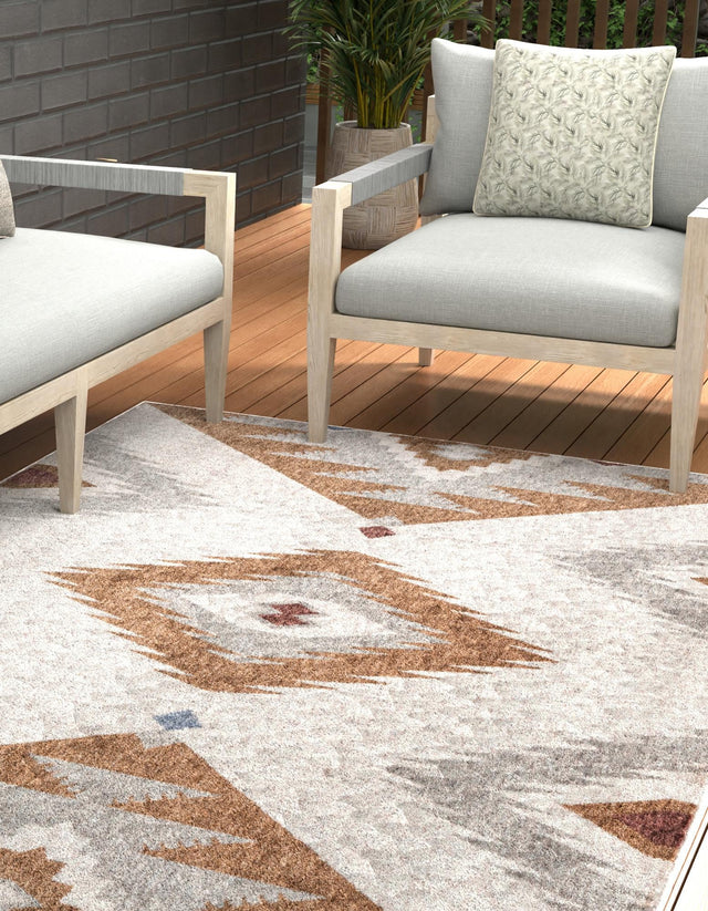 Ivory 4' x 6' Eco Southwestern Rectangle Area Rug 100% Recycled Space Dyed Polyester With Cotton Backing Carpet for Natural Home Decor for Sale at Rug Engine