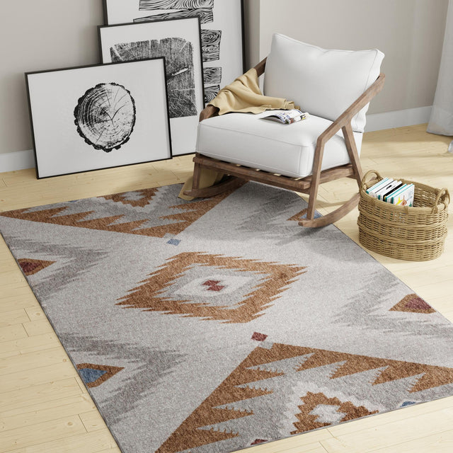 Ivory 4' x 6' Eco Southwestern Rectangle Area Rug 100% Recycled Space Dyed Polyester With Cotton Backing Carpet for Natural Home Decor for Sale at Rug Engine