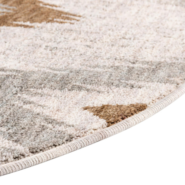 Ivory 3' 3 x 3' 3 Eco Southwestern Round Area Rug 100% Recycled Space Dyed Polyester With Cotton Backing Carpet for Natural Home Decor for Sale at Rug Engine