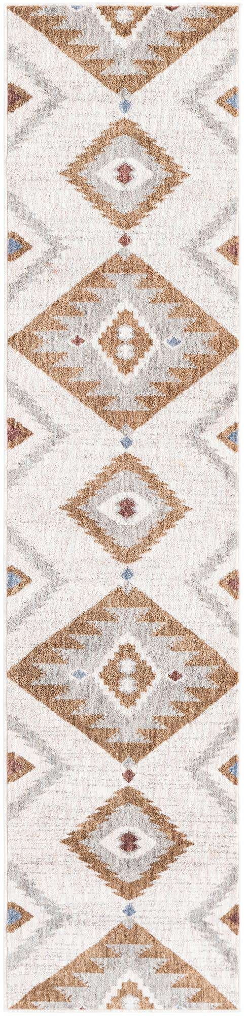 Ivory 2' x 8' Eco Southwestern Runner Area Rug 100% Recycled Space Dyed Polyester With Cotton Backing Carpet for Natural Home Decor for Sale at Rug Engine