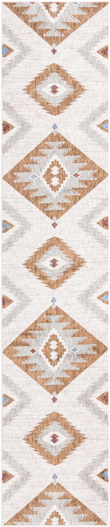 Ivory 2' 7 x 12' Eco Southwestern Runner Area Rug 100% Recycled Space Dyed Polyester With Cotton Backing Carpet for Natural Home Decor for Sale at Rug Engine