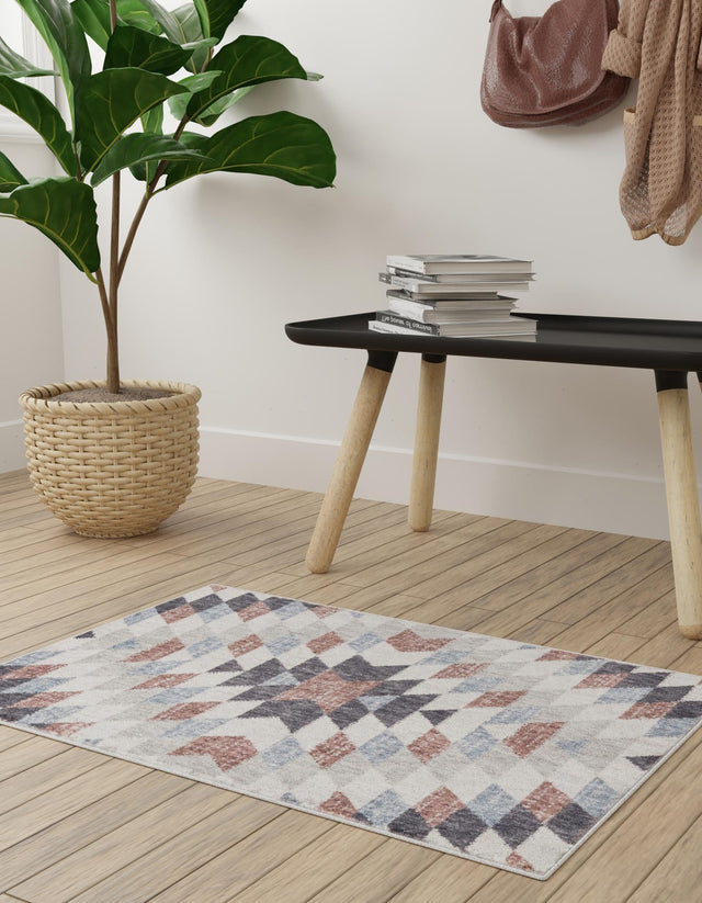 Multicolor 2' x 3' Eco Southwestern Rectangle Area Rug 100% Recycled Space Dyed Polyester With Cotton Backing Carpet for Natural Home Decor for Sale at Rug Engine