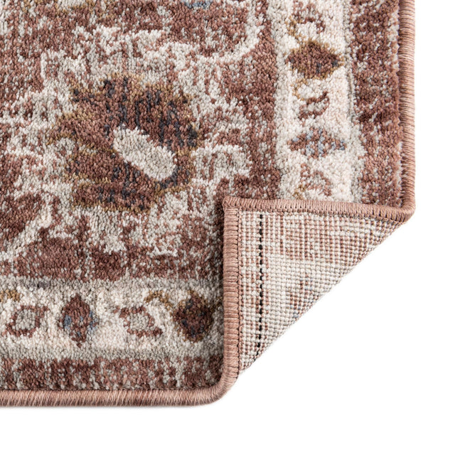 Dusty Rose 4' x 6' Eco Traditional Rectangle Area Rug 100% Recycled Space Dyed Polyester With Cotton Backing Classic Pattern Carpet for Living, Dining, Office Space for Sale at Rug Engine