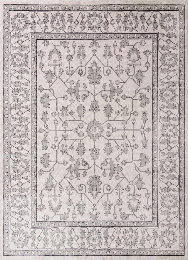 Ivory 10' x 13' Eco Traditional Rectangle Area Rug 100% Recycled Space Dyed Polyester With Cotton Backing Classic Pattern Carpet for Living, Dining, Office Space for Sale at Rug Engine