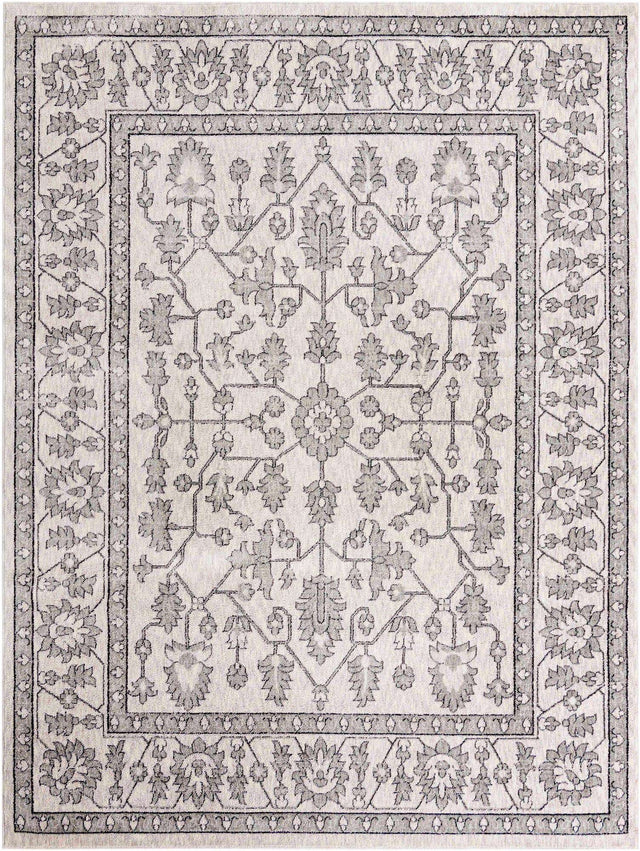 Ivory 7' 10 x 10' Eco Traditional Rectangle Area Rug 100% Recycled Space Dyed Polyester With Cotton Backing Classic Pattern Carpet for Living, Dining, Office Space for Sale at Rug Engine