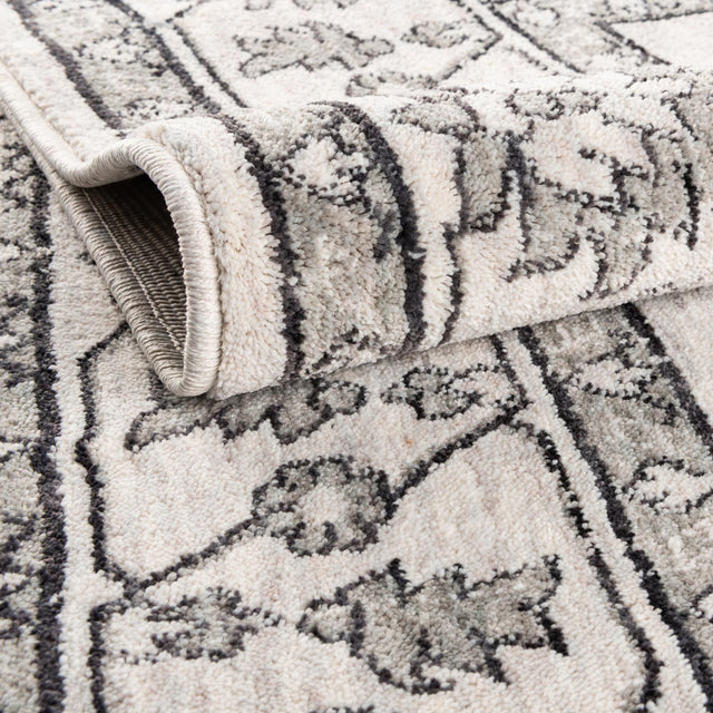 Ivory 2' x 8' Eco Traditional Runner Area Rug 100% Recycled Space Dyed Polyester With Cotton Backing Classic Pattern Carpet for Living, Dining, Office Space for Sale at Rug Engine