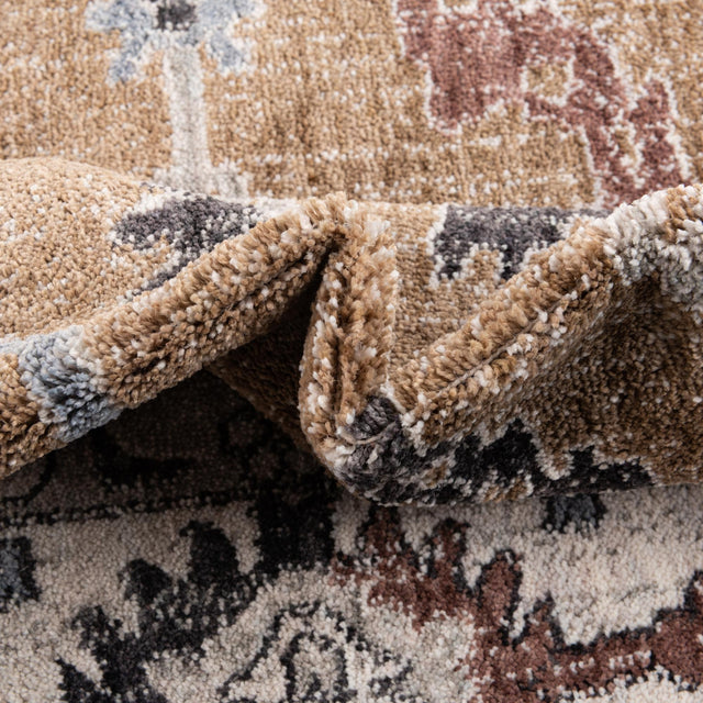 Almond Beige 2' x 8' Eco Traditional Runner Area Rug 100% Recycled Space Dyed Polyester With Cotton Backing Classic Pattern Carpet for Living, Dining, Office Space for Sale at Rug Engine