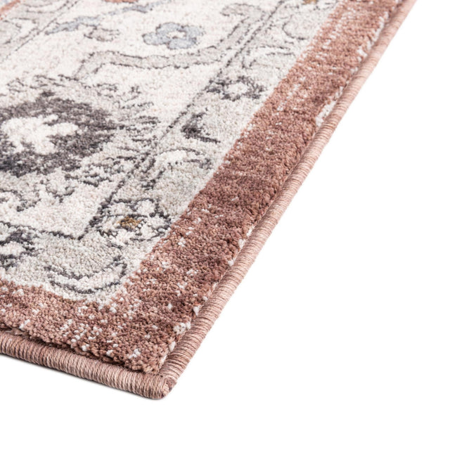 Dusty Rose 2' x 6' Eco Traditional Runner Area Rug 100% Recycled Space Dyed Polyester With Cotton Backing Classic Pattern Carpet for Living, Dining, Office Space for Sale at Rug Engine