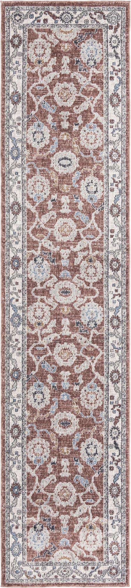 Dusty Rose 2' 7 x 12' Eco Traditional Runner Area Rug 100% Recycled Space Dyed Polyester With Cotton Backing Classic Pattern Carpet for Living, Dining, Office Space for Sale at Rug Engine