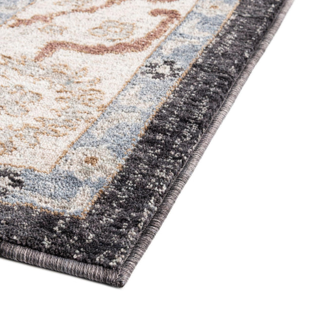 Charcoal Gray 2' 7 x 12' Eco Traditional Runner Area Rug 100% Recycled Space Dyed Polyester With Cotton Backing Classic Pattern Carpet for Living, Dining, Office Space for Sale at Rug Engine