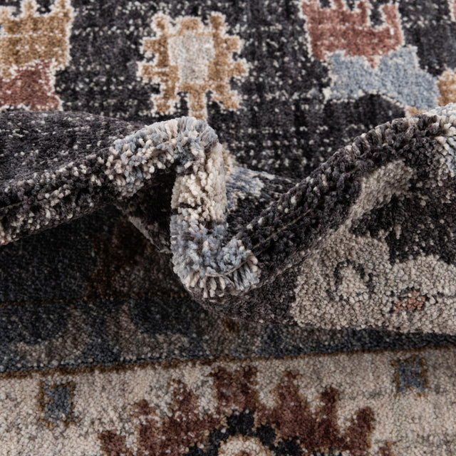 Charcoal Gray 2' x 8' Eco Traditional Runner Area Rug 100% Recycled Space Dyed Polyester With Cotton Backing Classic Pattern Carpet for Living, Dining, Office Space for Sale at Rug Engine