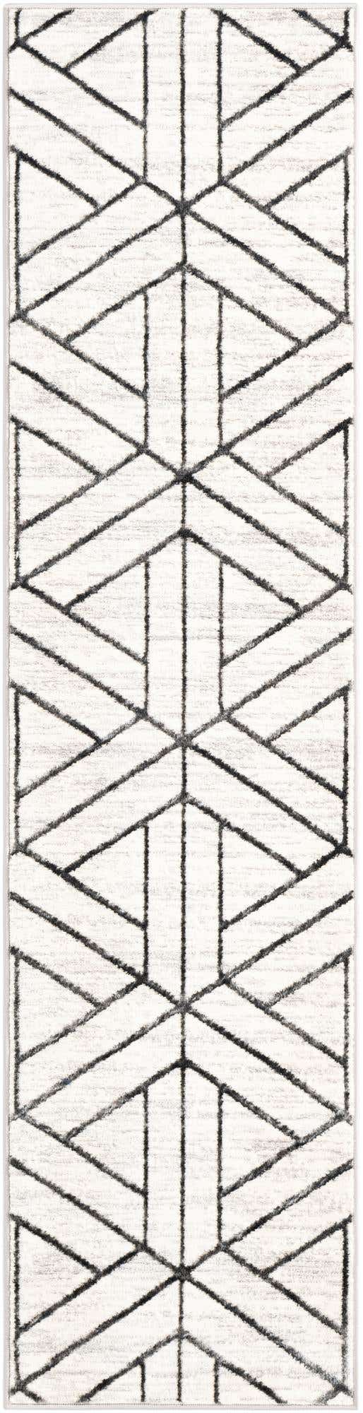 White 2' x 8' Matrix Trellis Runner Area Rug 100% Polyester Geometric Pattern Modern Carpet for Living, Dining, Bedroom, Office for Sale at Rug Engine