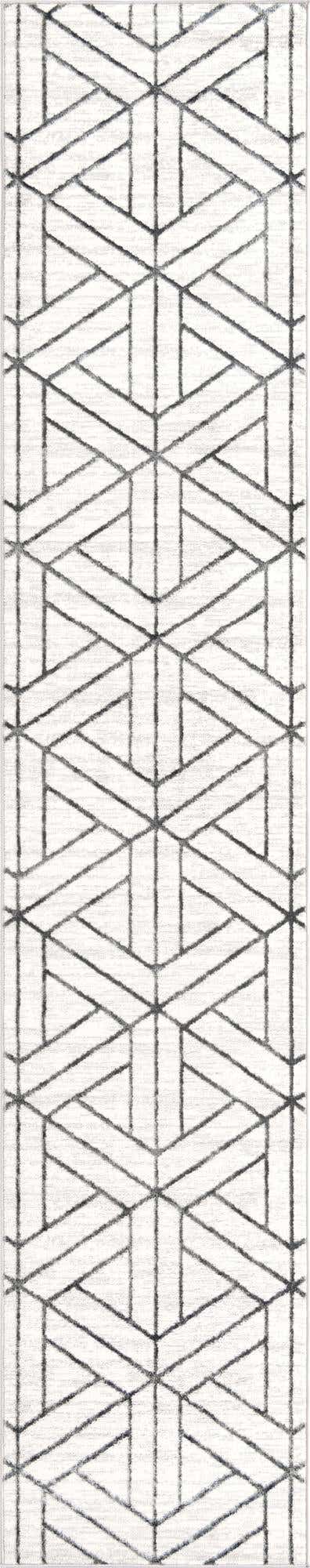 White 2' 7 x 13' Matrix Trellis Runner Area Rug 100% Polyester Geometric Pattern Modern Carpet for Living, Dining, Bedroom, Office for Sale at Rug Engine