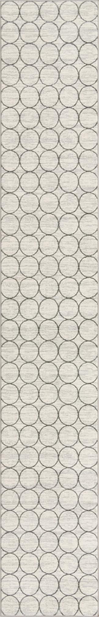 White 2' 7 x 16' 5 Matrix Trellis Runner Area Rug 100% Polyester Geometric Pattern Modern Carpet for Living, Dining, Bedroom, Office for Sale at Rug Engine