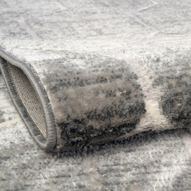 Grey 5' 3 x 5' 3 Matrix Trellis Octagon Area Rug 100% Polyester Geometric Pattern Modern Carpet for Living, Dining, Bedroom, Office for Sale at Rug Engine