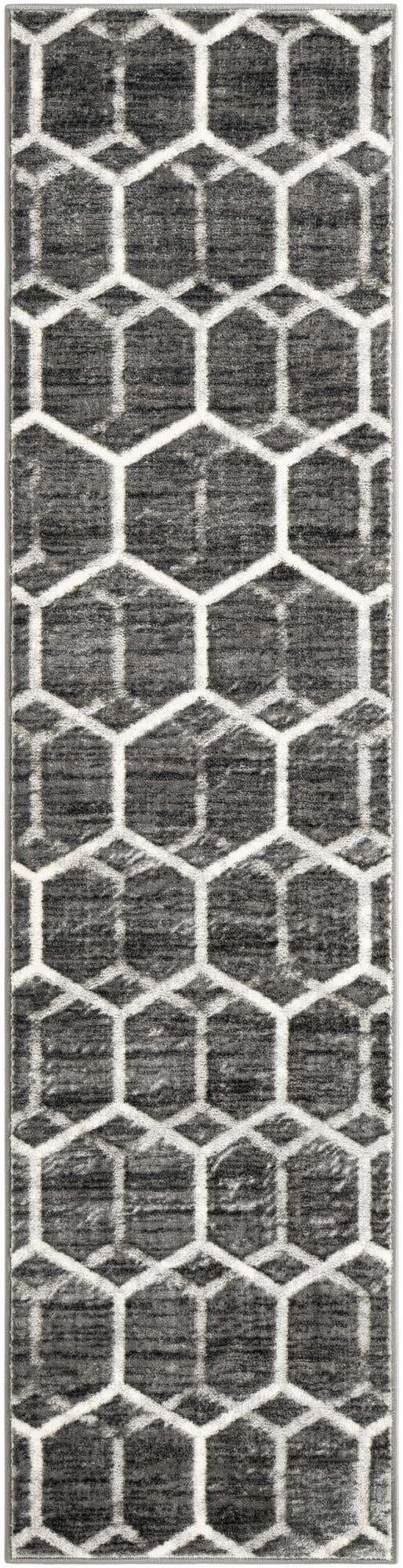 Grey 2' x 8' Matrix Trellis Runner Area Rug 100% Polyester Geometric Pattern Modern Carpet for Living, Dining, Bedroom, Office for Sale at Rug Engine