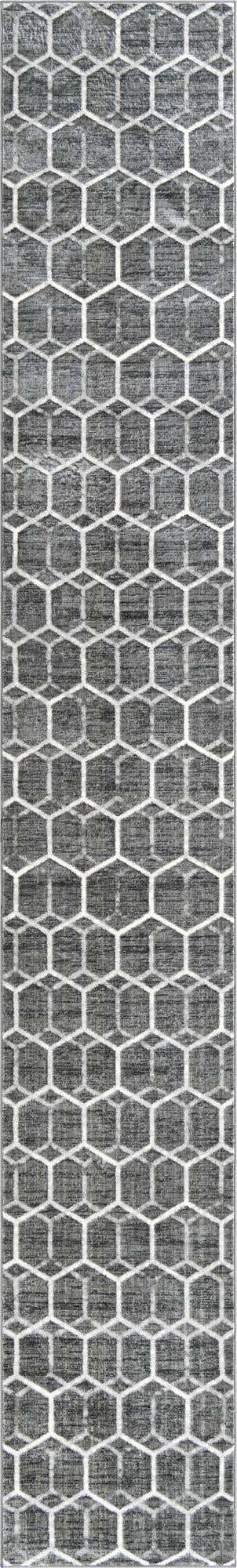 Grey 2' 11 x 19' 8 Matrix Trellis Runner Area Rug 100% Polyester Geometric Pattern Modern Carpet for Living, Dining, Bedroom, Office for Sale at Rug Engine