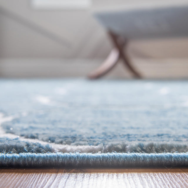 Blue 7' x 7' Matrix Trellis Square Area Rug 100% Polyester Geometric Pattern Modern Carpet for Living, Dining, Bedroom, Office for Sale at Rug Engine