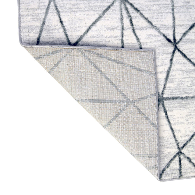 White 5' 3 x 5' 3 Matrix Trellis Octagon Area Rug 100% Polyester Geometric Pattern Modern Carpet for Living, Dining, Bedroom, Office for Sale at Rug Engine