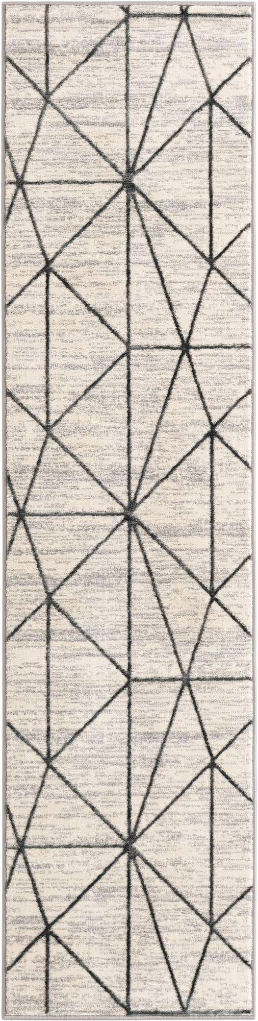 White 2' x 8' Matrix Trellis Runner Area Rug 100% Polyester Geometric Pattern Modern Carpet for Living, Dining, Bedroom, Office for Sale at Rug Engine