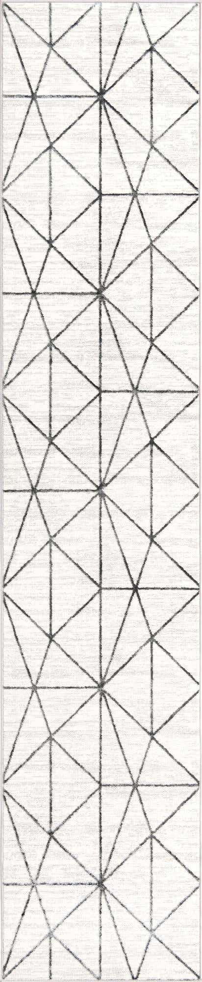 White 2' 7 x 13' Matrix Trellis Runner Area Rug 100% Polyester Geometric Pattern Modern Carpet for Living, Dining, Bedroom, Office for Sale at Rug Engine
