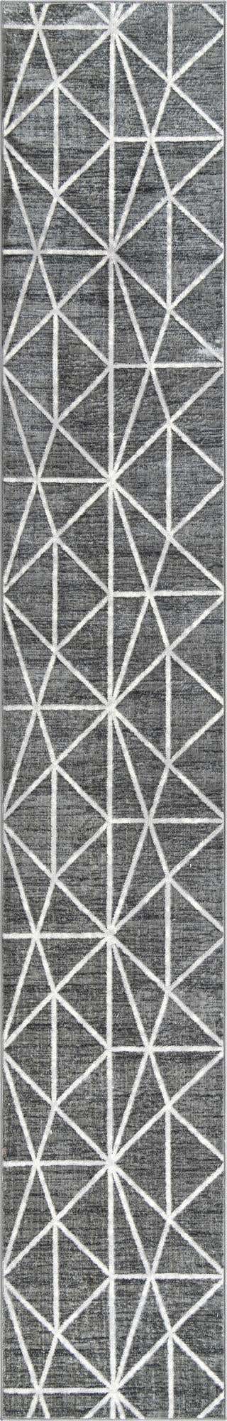 Gray 2' 7 x 16' 5 Matrix Trellis Runner Area Rug 100% Polyester Geometric Pattern Modern Carpet for Living, Dining, Bedroom, Office for Sale at Rug Engine