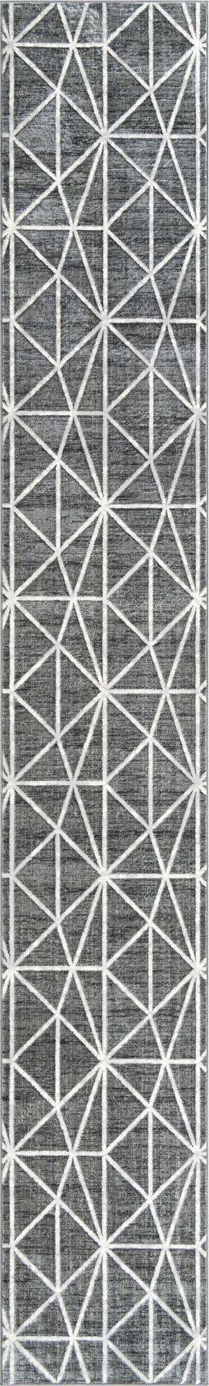 Gray 2' 11 x 19' 8 Matrix Trellis Runner Area Rug 100% Polyester Geometric Pattern Modern Carpet for Living, Dining, Bedroom, Office for Sale at Rug Engine
