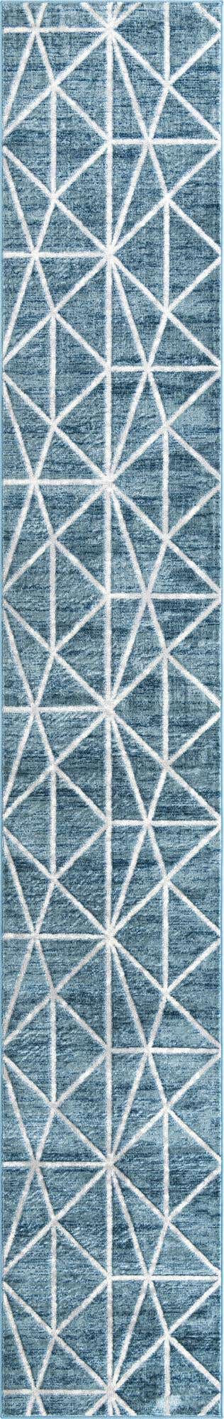 Blue 2' 7 x 16' 5 Matrix Trellis Runner Area Rug 100% Polyester Geometric Pattern Modern Carpet for Living, Dining, Bedroom, Office for Sale at Rug Engine