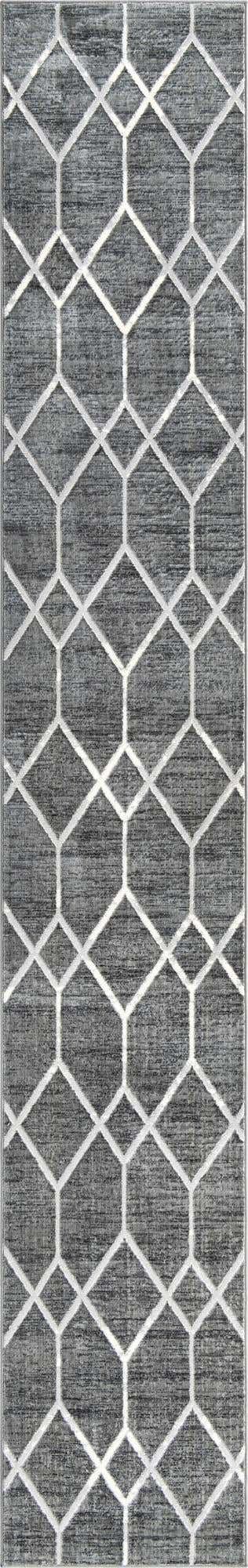 Gray 2' 7 x 16' 5 Matrix Trellis Runner Area Rug 100% Polyester Geometric Pattern Modern Carpet for Living, Dining, Bedroom, Office for Sale at Rug Engine