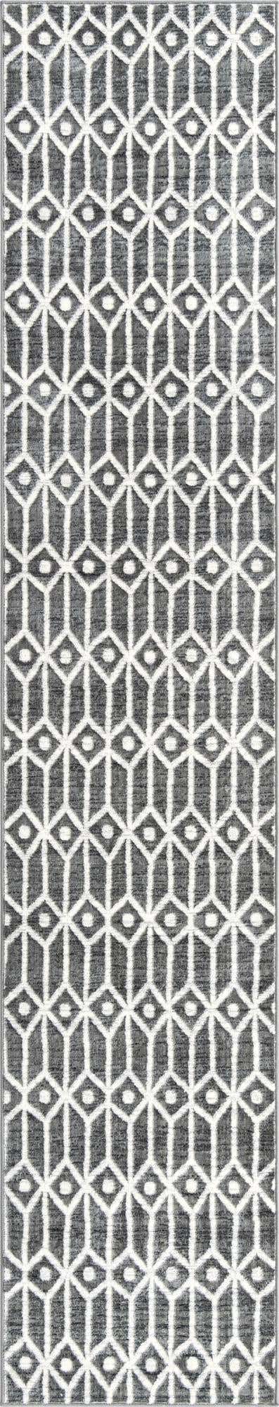 Gray 2' 7 x 13' Matrix Trellis Runner Area Rug 100% Polyester Geometric Pattern Modern Carpet for Living, Dining, Bedroom, Office for Sale at Rug Engine