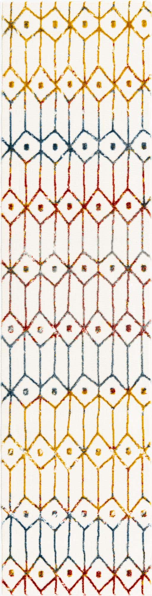 Multicolor 2' x 8' Matrix Trellis Runner Area Rug 100% Polyester Geometric Pattern Modern Carpet for Living, Dining, Bedroom, Office for Sale at Rug Engine