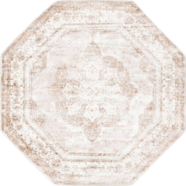 Beige 5' 3 x 5' 3 Sofia Octagon Area Rug Durable Easy Clean Stain Resistant Unique Carpet for Affordable Interior Home Design for Sale at Rug Engine