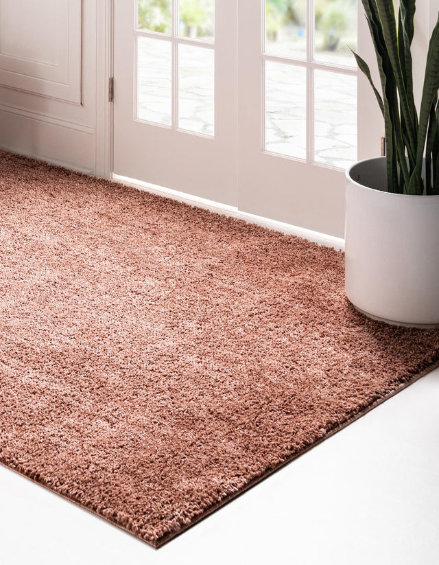 Grapefruit Pink 9' 4 x 12' Jill Zarin Shaggy Chic Rectangle Area Rug Thick Soft Touch Fluffy & Plush Shaggy Pile 100% Polyester (Space-Dyed Yarn) With Jute Backing Carpet for Sale at Rug Engine