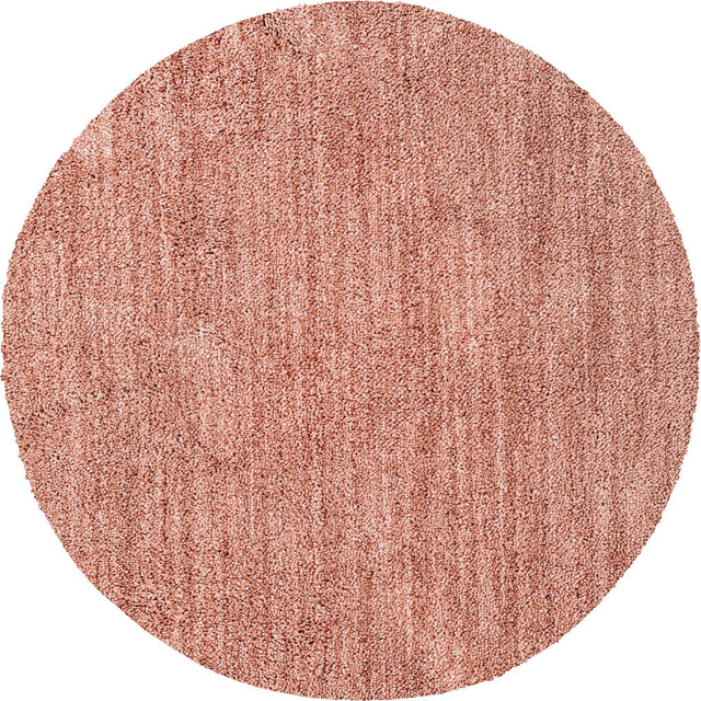 Grapefruit Pink 5' 3 x 5' 3 Jill Zarin Shaggy Chic Round Area Rug Thick Soft Touch Fluffy & Plush Shaggy Pile 100% Polyester (Space-Dyed Yarn) With Jute Backing Carpet for Sale at Rug Engine
