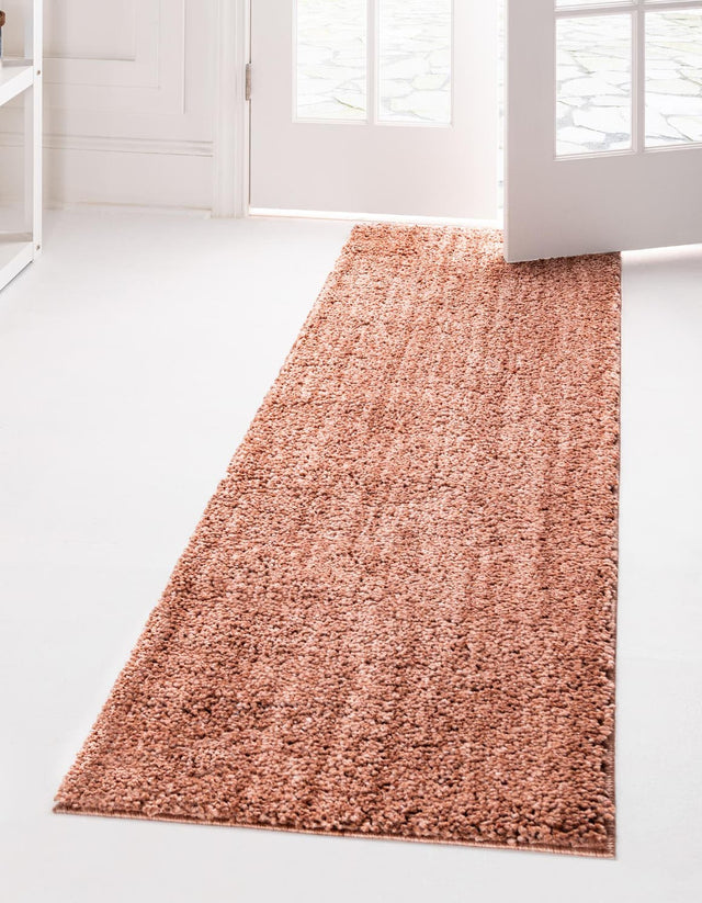Grapefruit Pink 2' x 6' Jill Zarin Shaggy Chic Runner Area Rug Thick Soft Touch Fluffy & Plush Shaggy Pile 100% Polyester (Space-Dyed Yarn) With Jute Backing Carpet for Sale at Rug Engine