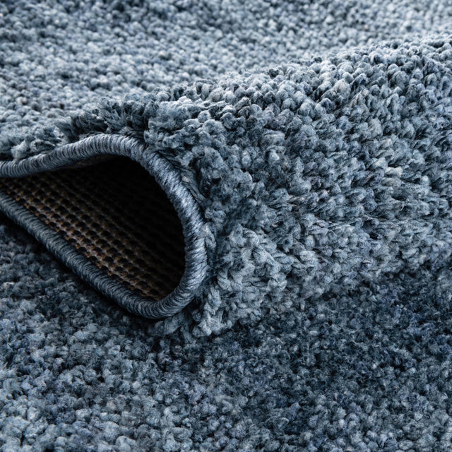 Blueberry Blue 7' x 7' Jill Zarin Shaggy Chic Round Area Rug Thick Soft Touch Fluffy & Plush Shaggy Pile 100% Polyester (Space-Dyed Yarn) With Jute Backing Carpet for Sale at Rug Engine