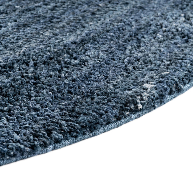 Blueberry Blue 5' 3 x 5' 3 Jill Zarin Shaggy Chic Round Area Rug Thick Soft Touch Fluffy & Plush Shaggy Pile 100% Polyester (Space-Dyed Yarn) With Jute Backing Carpet for Sale at Rug Engine