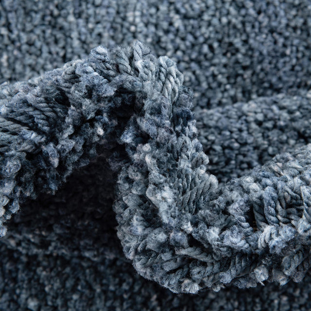 Blueberry Blue 7' x 7' Jill Zarin Shaggy Chic Round Area Rug Thick Soft Touch Fluffy & Plush Shaggy Pile 100% Polyester (Space-Dyed Yarn) With Jute Backing Carpet for Sale at Rug Engine