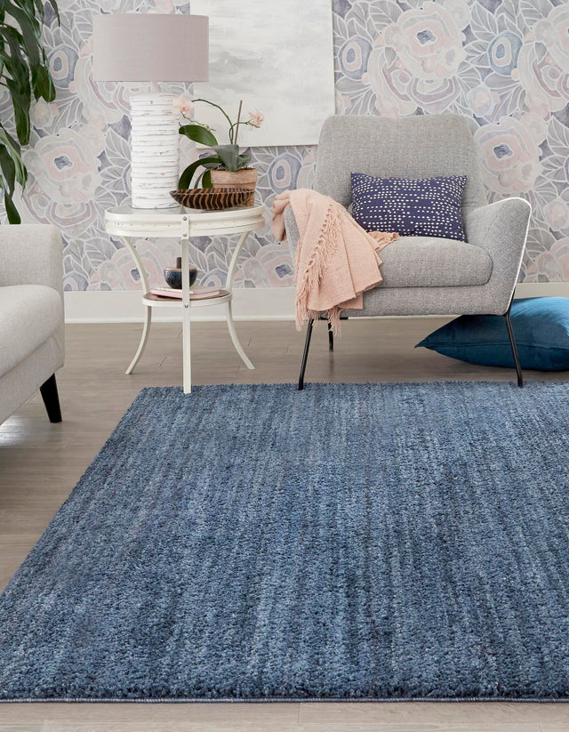 Blueberry Blue 7' 10 x 7' 10 Jill Zarin Shaggy Chic Square Area Rug Thick Soft Touch Fluffy & Plush Shaggy Pile 100% Polyester (Space-Dyed Yarn) With Jute Backing Carpet for Sale at Rug Engine