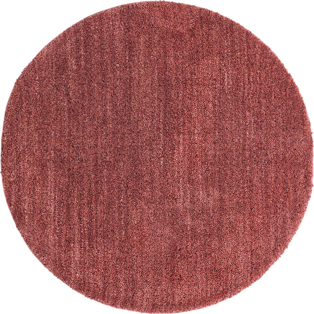 Pomegranate Red 5' 3 x 5' 3 Jill Zarin Shaggy Chic Round Area Rug Thick Soft Touch Fluffy & Plush Shaggy Pile 100% Polyester (Space-Dyed Yarn) With Jute Backing Carpet for Sale at Rug Engine