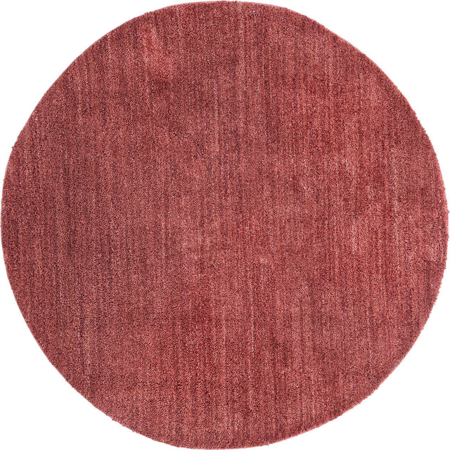 Pomegranate Red 7' x 7' Jill Zarin Shaggy Chic Round Area Rug Thick Soft Touch Fluffy & Plush Shaggy Pile 100% Polyester (Space-Dyed Yarn) With Jute Backing Carpet for Sale at Rug Engine