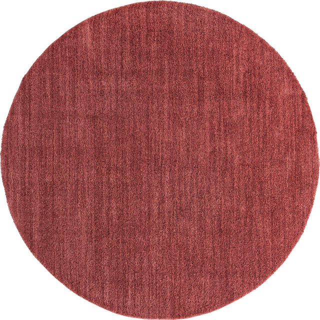 Pomegranate Red 10' x 10' Jill Zarin Shaggy Chic Round Area Rug Thick Soft Touch Fluffy & Plush Shaggy Pile 100% Polyester (Space-Dyed Yarn) With Jute Backing Carpet for Sale at Rug Engine