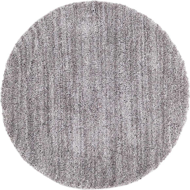Pepper Gray 5' 3 x 5' 3 Jill Zarin Shaggy Chic Round Area Rug Thick Soft Touch Fluffy & Plush Shaggy Pile 100% Polyester (Space-Dyed Yarn) With Jute Backing Carpet for Sale at Rug Engine